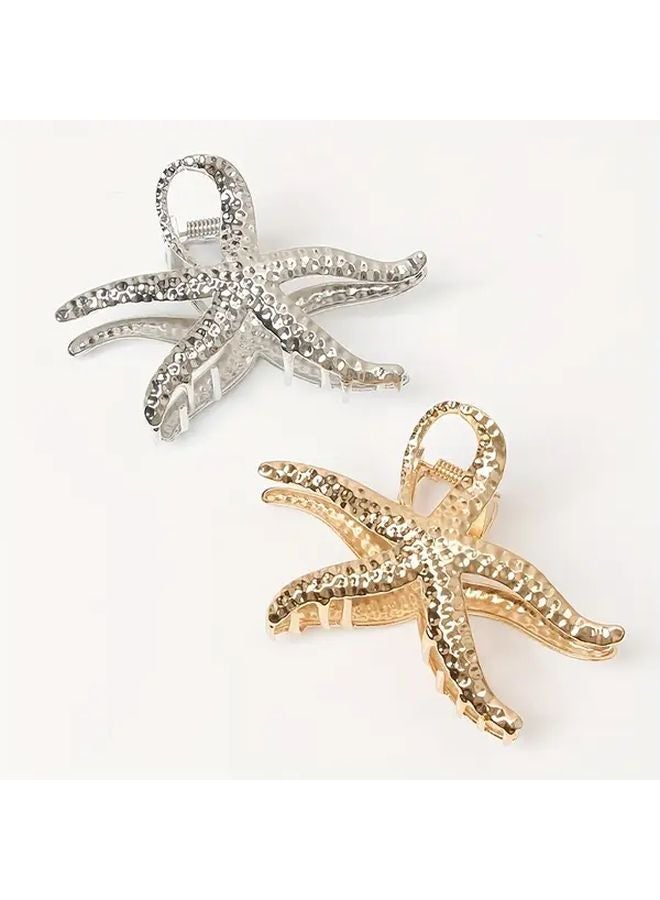 Silver Large Metal Hair Clip Bohemian Starfish Fashion Women Accessory Daily Wear - Image 5